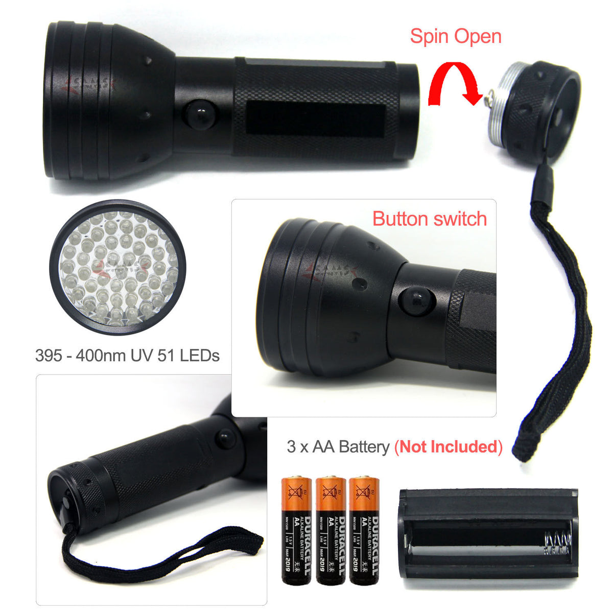 SAMS 51 LEDs Fly Tying UV Flashlight Light and Clear Cure Glue Syringe  Dispenser