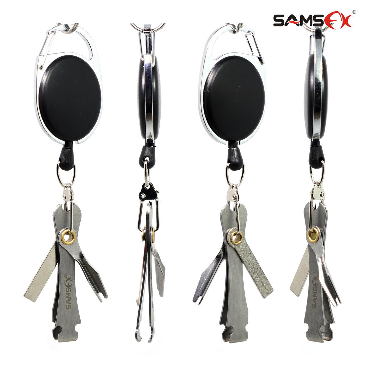 SAMSFX Fishing Quick Knot Tying Tool 3.7 Large Size 4 in 1 Mono Line  Clipper with Zinger Retractor Combo (Carabiner Style Zinger & Silver Knot  Tool), Fly Tying Equipment -  Canada