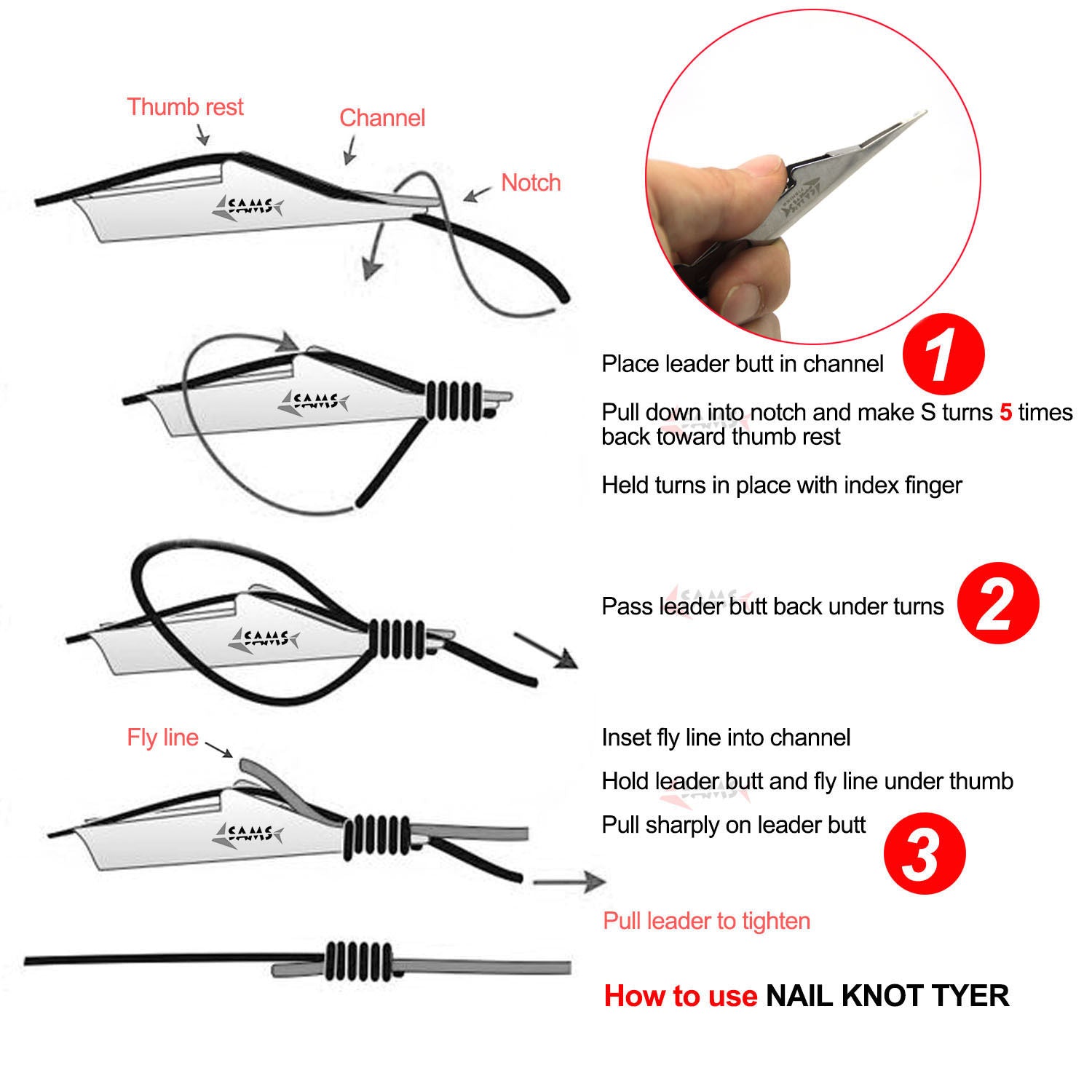 Knot Tyer Nail Knot animated, illustrated and described