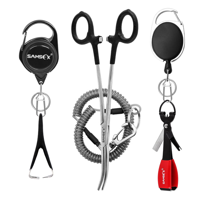 SAMSFX Jig Eye Cleaner, Line Clipper and Hook Sharpener Kit Fly Fishing  Tools